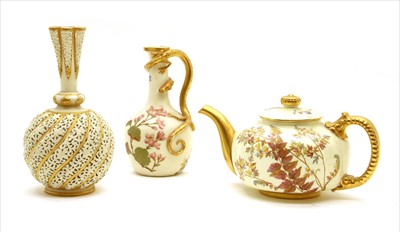 Lot 273 - A Royal Worcester blush ivory porcelain tea pot