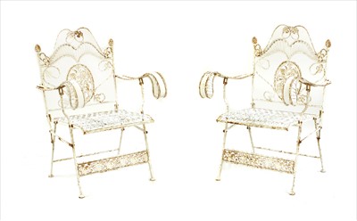 Lot 459 - A pair of iron folding garden chairs