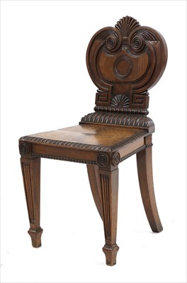 Lot 834 - A Regency mahogany hall chair