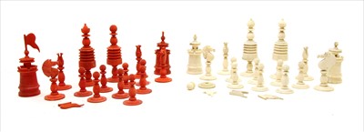 Lot 160 - A 19th century ivory part chess set