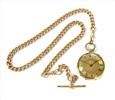 Lot 175 - A gold key wound open-faced pocket watch