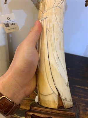Lot 161 - A pair of Chinese ivory tusk figures