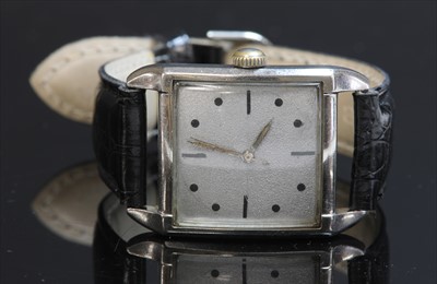 Lot 354 - A gentlemen's stainless steel Bumper automatic strap watch, c.1950