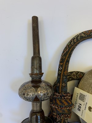 Lot 188 - A fine Persian white metal and turned wood water pipe