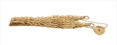Lot 27 - A 9ct gold five row gate bracelet