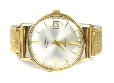 Lot 38 - A gentlemen's gold Rotary mechanical bracelet watch