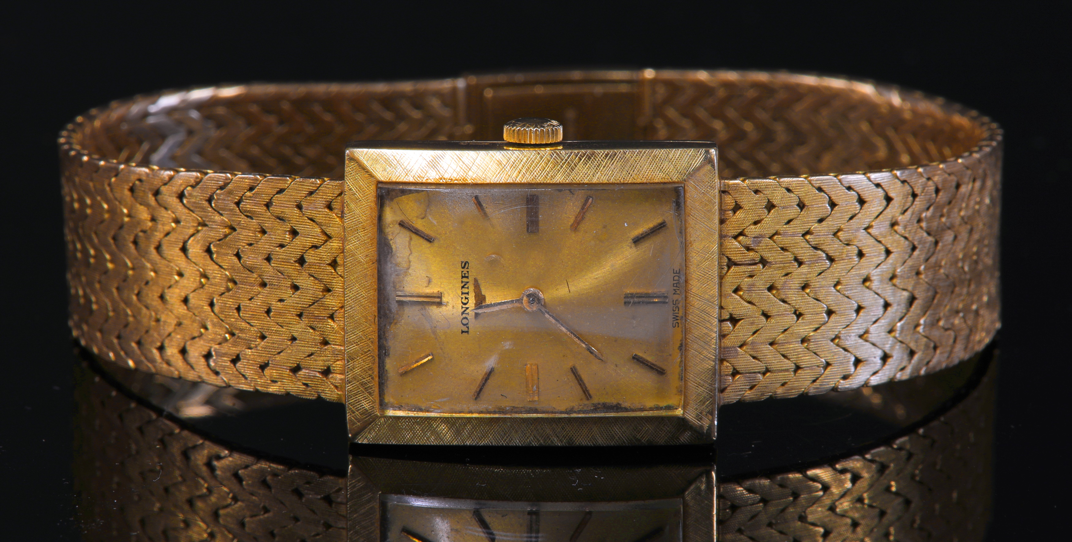 Lot 355 A ladies 18ct gold Longines mechanical