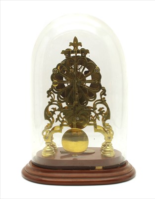 Lot 321 - A late Victorian brass skeleton clock