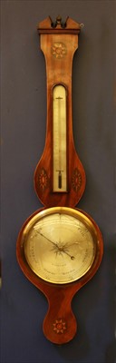Lot 291 - Lione Somalvico & Co, an early 19th century cased wheel barometer with silvered dial and shell inlay