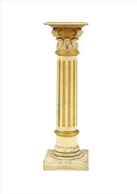 Lot 393 - A carved wooden cream painted and parcel gilt pedestal