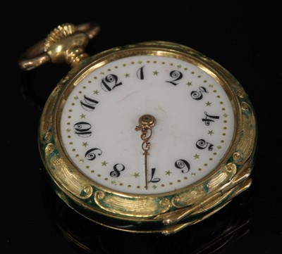 Lot 49 - An American gold enamel and diamond set fob watch by Black Star & Frost, New York