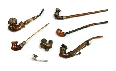 Lot 184 - Five Kyrgyz inlaid wood pipes