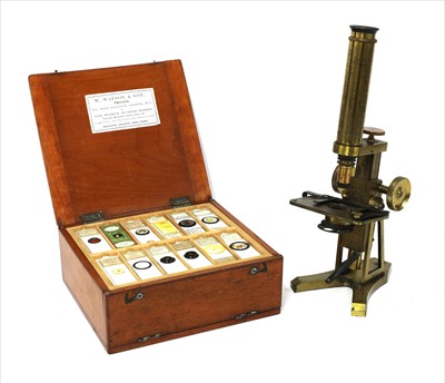 Lot 209 - A brass monocular microscope