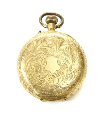 Lot 34 - A Swiss gold pin set open-faced fob watch
