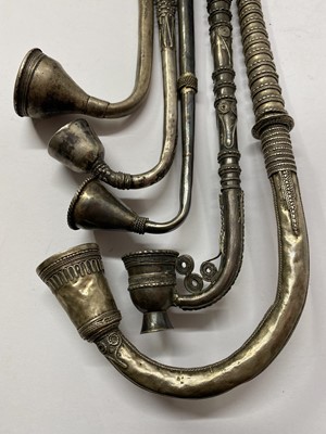 Lot 7 - Five Thai silver pipes