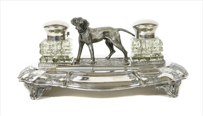 Lot 228 - A Victorian silver plated ink stand