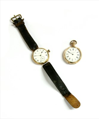 Lot 40 - A gentlemen's 9ct gold Waltham mechanical strap watch