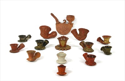 Lot 192 - Fourteen Turkish chibouk bowls