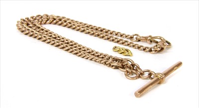 Lot 144 - A 9ct gold graduated curb link double Albert chain