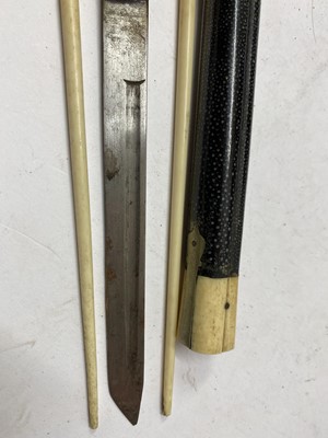 Lot 23 - Two Japanese shagreen ivory and brass-mounted chopstick cases