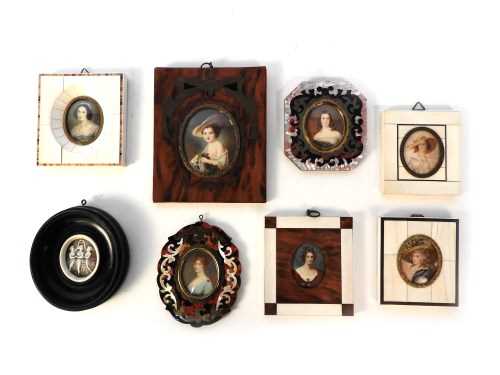 Lot 104 - A collection of seven miniature female portrait studies