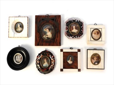 Lot 104 - A collection of seven miniature female portrait studies