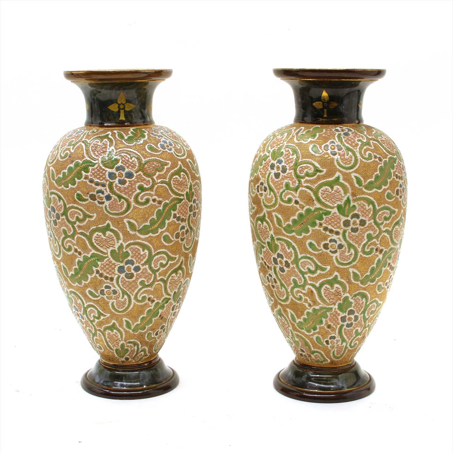 Lot 248 - A pair of Royal Doulton stoneware vases