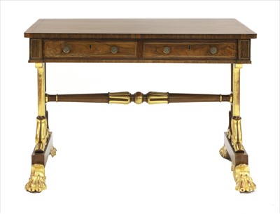 Lot 836 - A George IV rosewood and parcel gilt library table