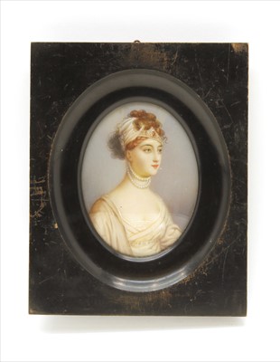 Lot 203 - A Victorian portrait of a woman with hair tied back
