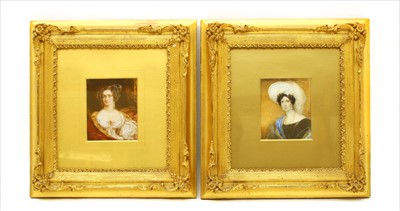 Lot 420 - A miniature portrait of a woman wearing a white hat