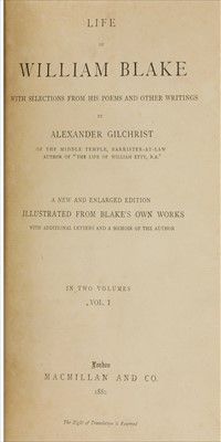 Lot 18 - BLAKE, William: GILCHRIST, A: The Life of William Blake