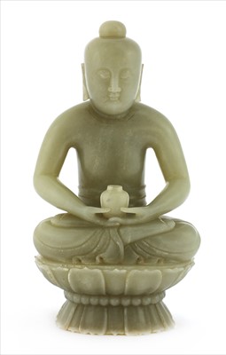 Lot 198 - A Chinese jade Buddha