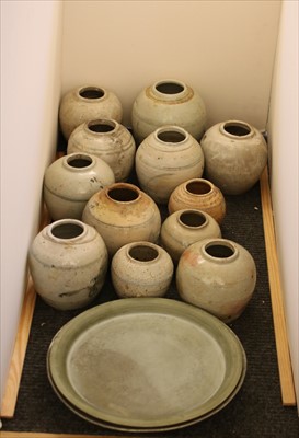 Lot 302 - A collection of twelve Far Eastern stoneware ginger jars