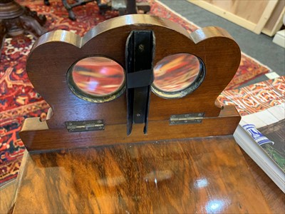 Lot 210 - A Victorian walnut and satin maple stereo graphoscope