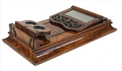 Lot 210 - A Victorian walnut and satin maple stereo graphoscope
