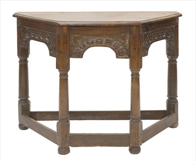 Lot 870 - An oak and mahogany credence table
