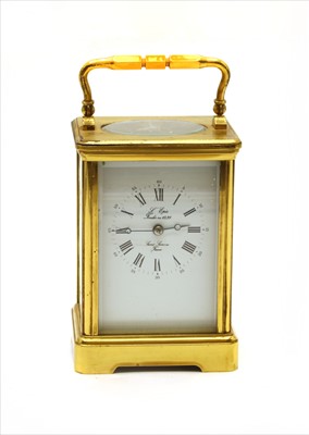 Lot 194 - A French brass cased carriage clock