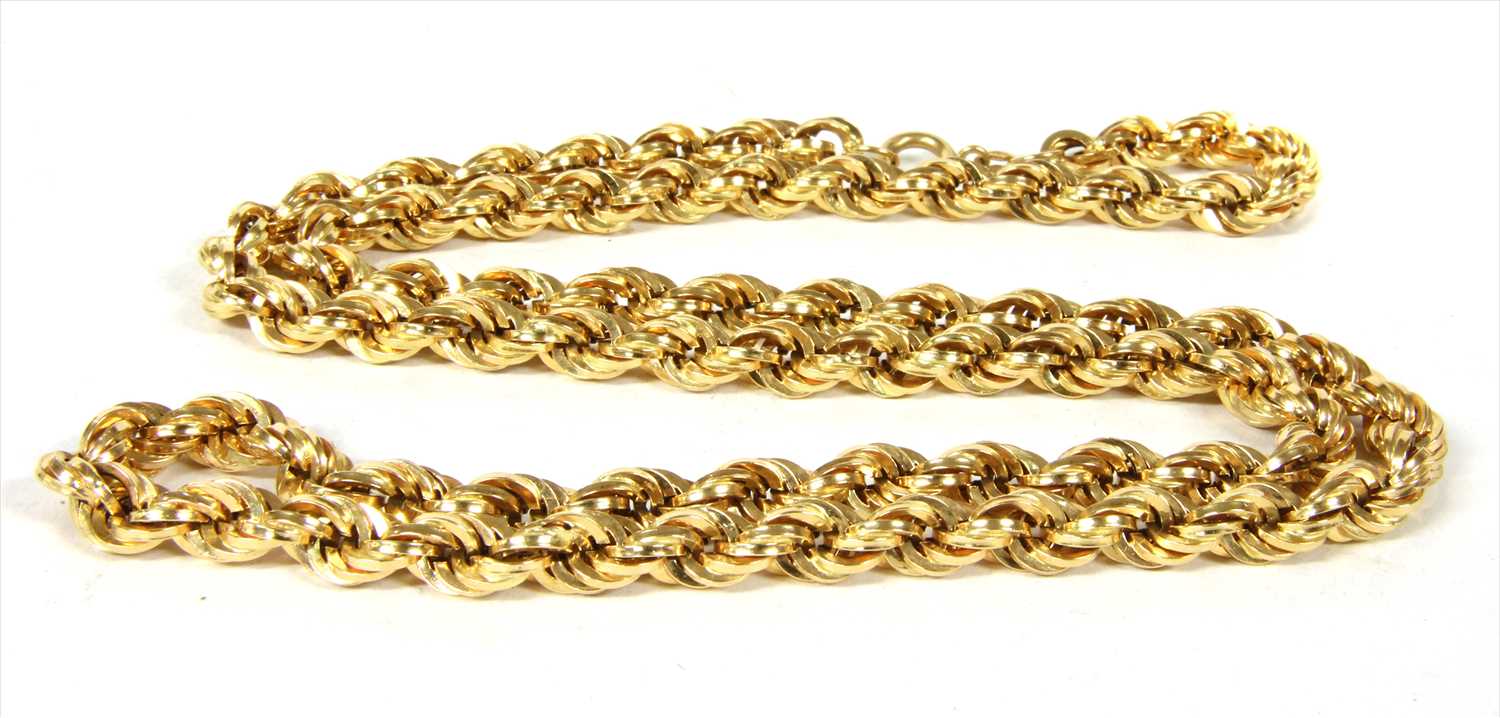 Lot 25 - An 18ct gold hollow rope link chain