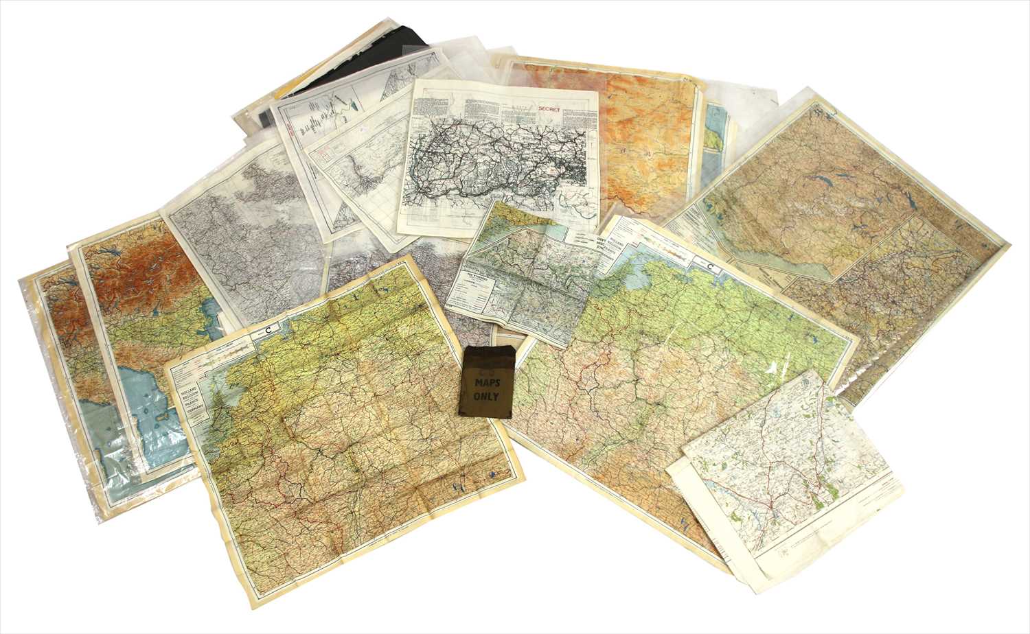 Lot 178 - WW2 SILK COLOURED ESCAPE MAPS: 20 Double sided & 2 single sided