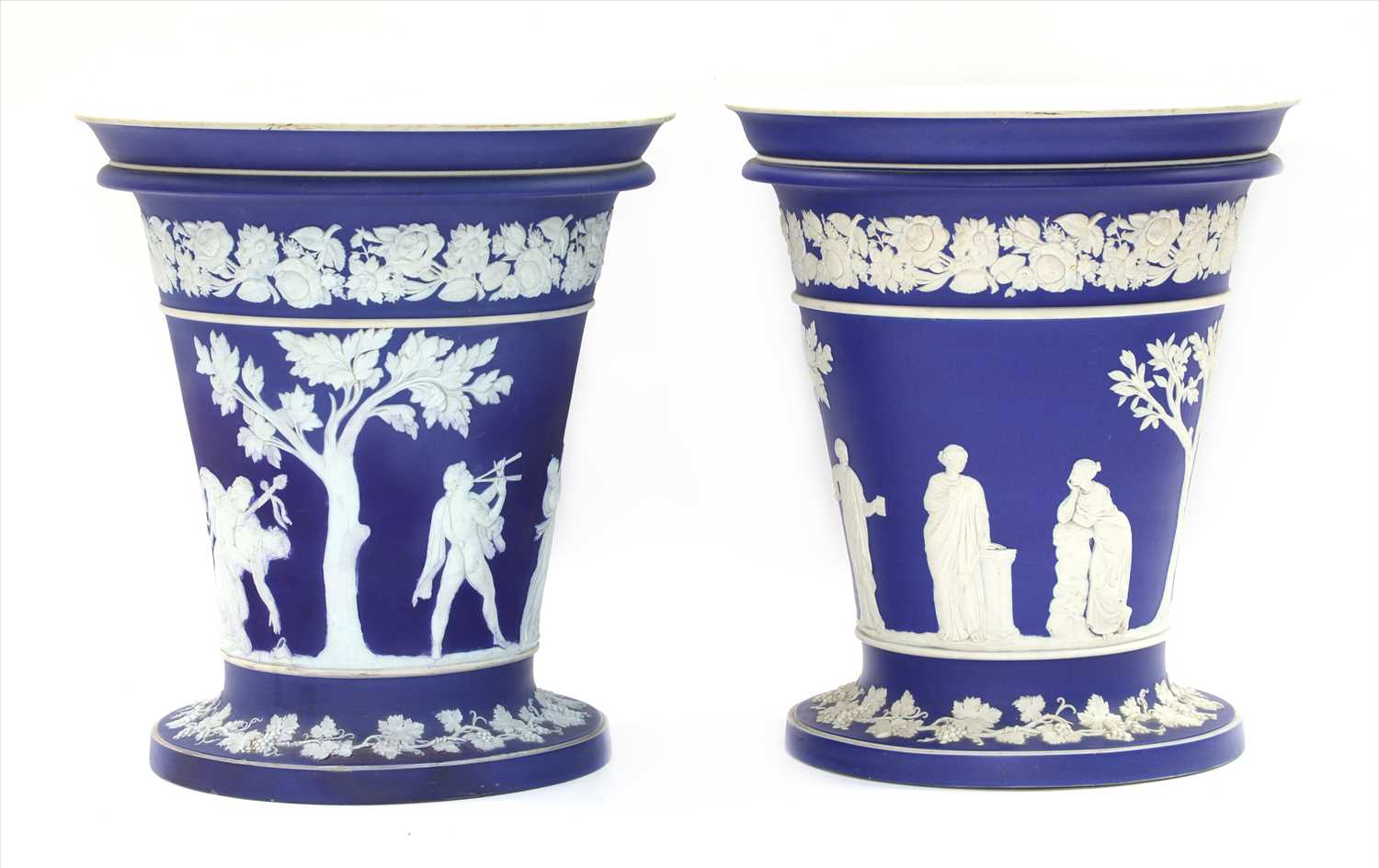 Lot 15 - An large pair of Wedgwood jasperware vases