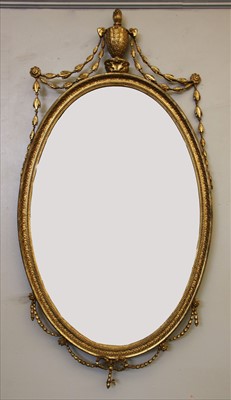 Lot 433A - A Georgian style oval gilt framed wall mirror