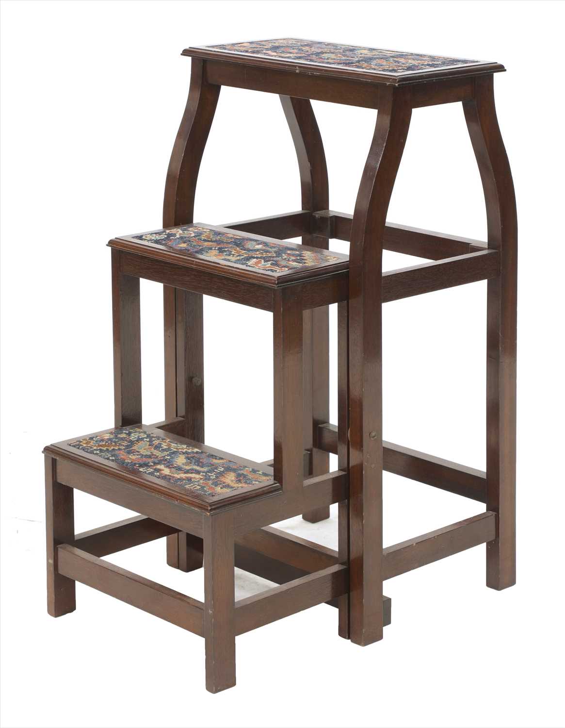 Lot 926 - A set of mahogany folding library steps,
