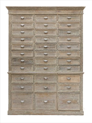 Lot 942 - A large French painted and distressed cabinet