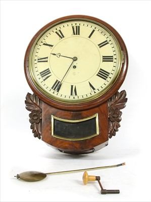 Lot 364 - A 19th century mahogany drop dial wall clock