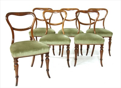 Lot 505 - Six 19th century faux rosewood balloon back chairs