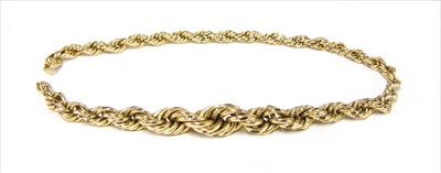 Lot 51 - A section of gold hollow graduated rope link chain