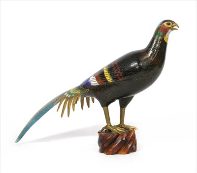 Lot 453 - A Chinese cloisonné pheasant