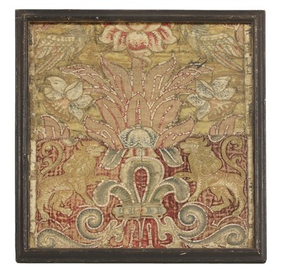 Lot 644 - A Continental embroidered armorial panel