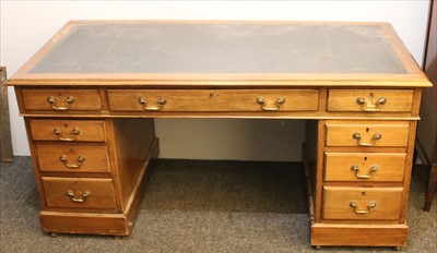 Lot 545 - A Victorian mahogany pedestal desk of nine drawers