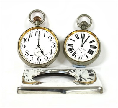 Lot 129 - Two silver plated goliath pocket watches